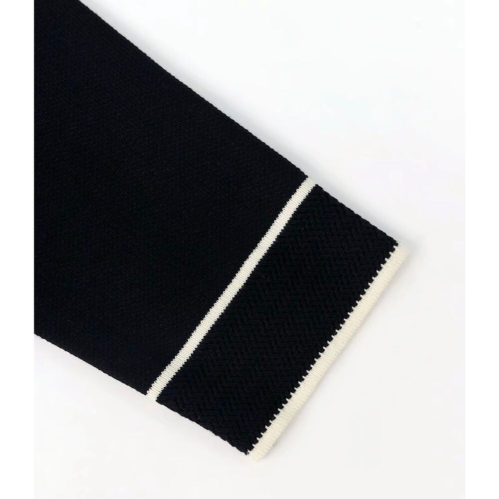 Knit Mix Frenchy Black Contrast Trim Cardigan Size XL Gold Button Sweater - Picture 10 of 12